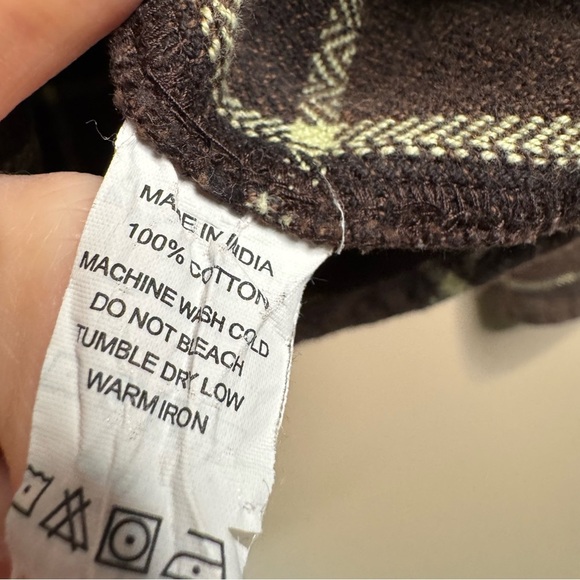 Prana Breathe Mens Brown White Button Up Shacket Flannel Shirt XL Cotton - Picture 6 of 7